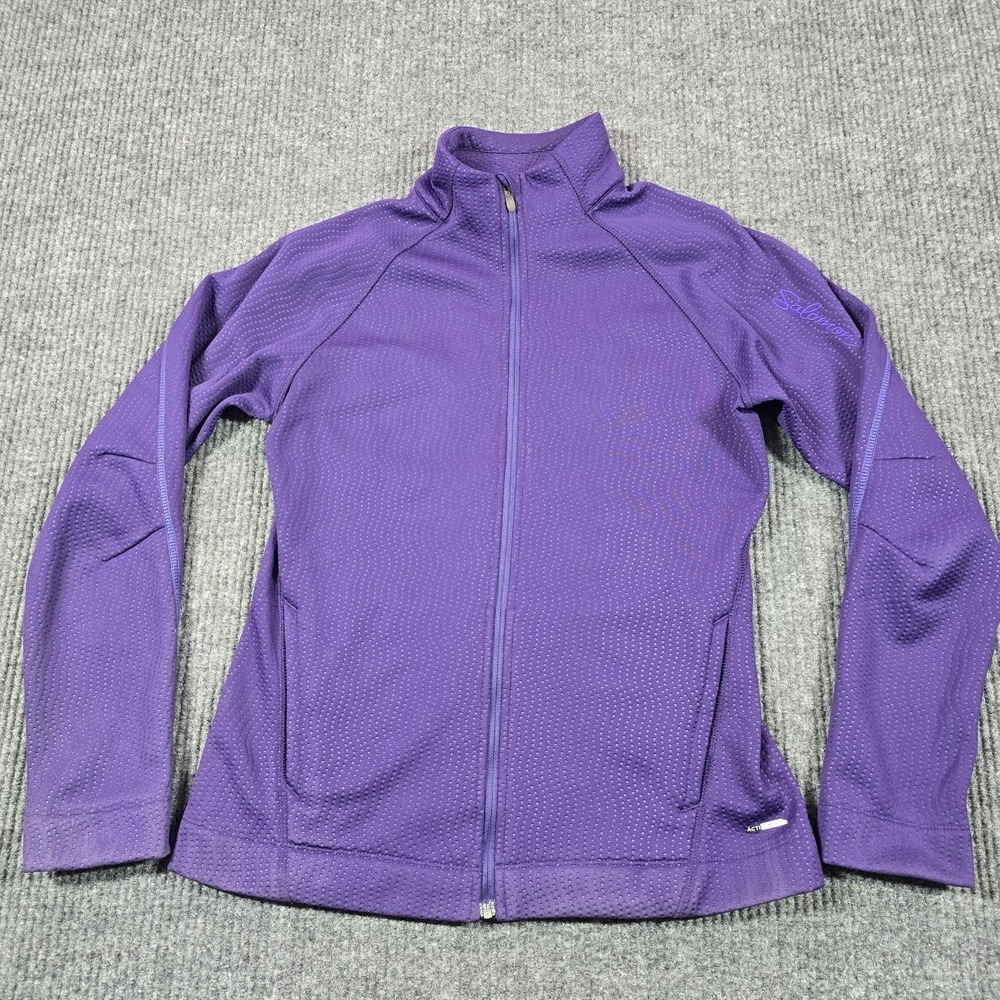 Salomon Jacket Womens Medium Purple Fleece Full Zip Lined Pockets Breathable Run